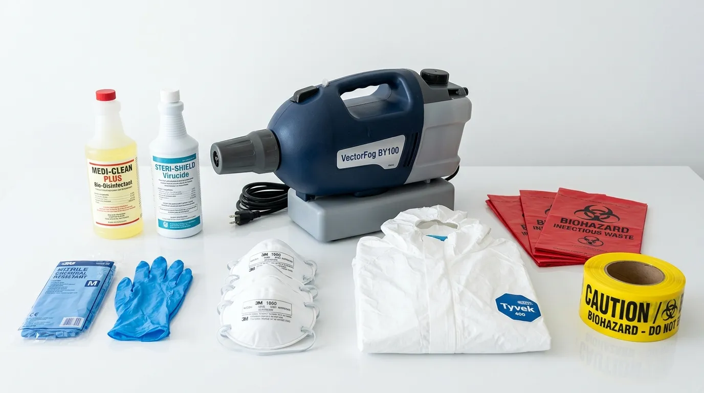 Professional biohazard remediation crew working in Marvin